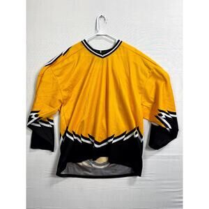 Vintage SP Jersey Mens XL Yellow Black Boston Bruins V Neck Long Sleeve Pullover